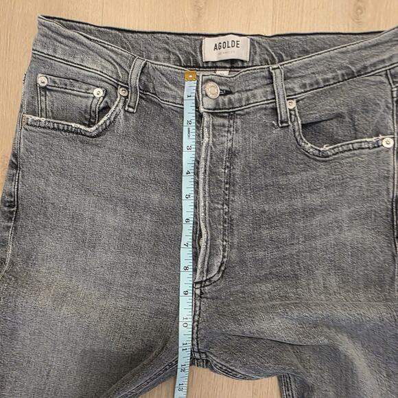 AGOLDE Gray High Rise Slim Fit Raw Hem Crop Stretch Casual Nico Jeans Size 30 - Picture 4 of 9